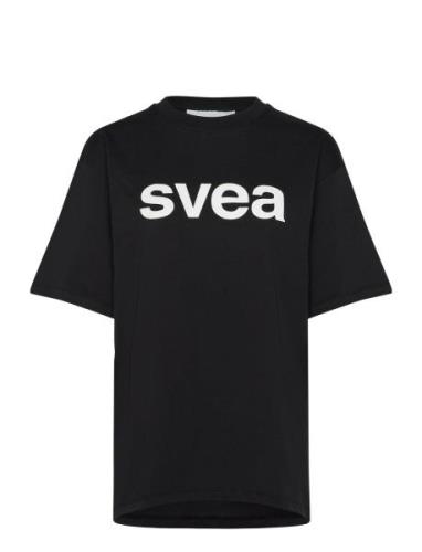 Swaustin Boxy Logo Ss T-Shirt Tops T-shirts & Tops Short-sleeved Black...