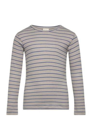 T-Shirt L/S Modal Thin Striped Tops T-shirts Long-sleeved T-shirts Gre...