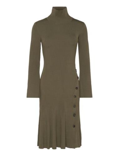 Polly Knitted Midi Dress Knelang Kjole Khaki Green Malina