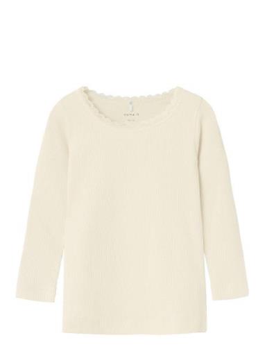 Nmfkab Ls Top Noos Tops T-shirts Long-sleeved T-shirts Cream Name It