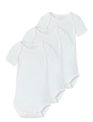 Nbnbody 3P Ss Solid White 4 Noos Bodies Short-sleeved White Name It