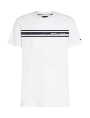 Central Chest Stripe Tee Tops T-shirts Short-sleeved White Tommy Hilfi...