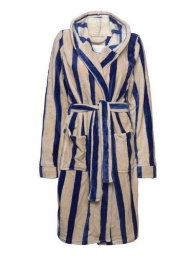 Rhflurry Fleece Robe Stripe Morgenkåpe Beige Rosemunde