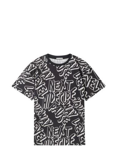 Over Printed T-Shirt Tops T-shirts Short-sleeved Black Tom Tailor