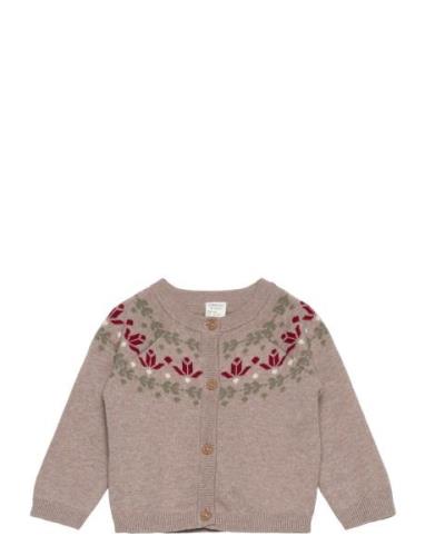 Knitted Cardigan Fair Isle Nb Tops Knitwear Cardigans Beige Lindex