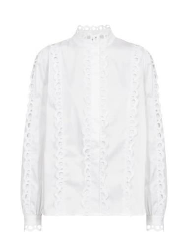 Lr-Isla Solid Tops Blouses Long-sleeved White Levete Room