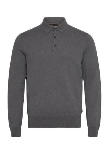 Gemello-P Tops Knitwear Long Sleeve Knitted Polos Grey BOSS