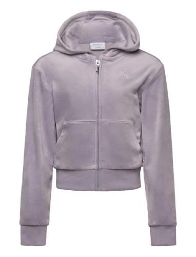 Tonal Zip Through Hoodie Tops Sweat-shirts & Hoodies Hoodies Purple Ju...