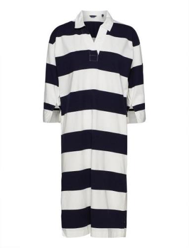 D1. Feminine Striped Rugger Dress Knelang Kjole Blue GANT