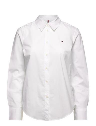 Cotton Stretch Regular Ls Shirt Tops Shirts Long-sleeved White Tommy H...