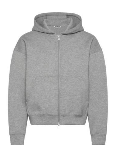 Scuba Zip Hoodie Tops Sweat-shirts & Hoodies Hoodies Grey Weekday