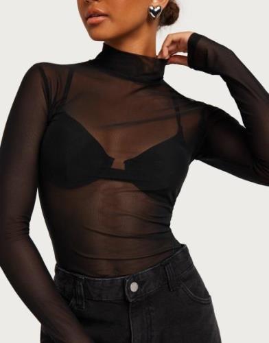 Nelly - Svart - Mesh Turtleneck Top