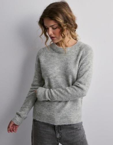 Selected Femme - Grå - Slflulu Ls Knit O-Neck Noos