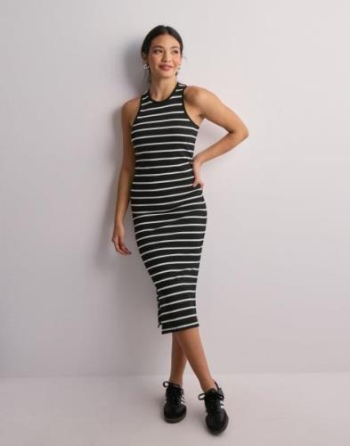 Only - Svart - Onlbelfast Stripe S/L Mididress Jrs