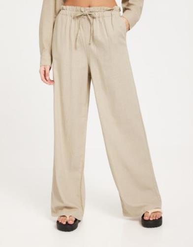 Only - Beige - Onlcaro Hw Pb Wide Linen Bl Pant Cc