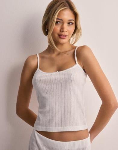 Nelly - Hvit - Pointelle Strap Top