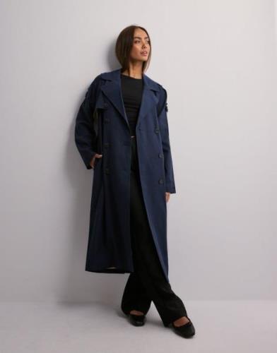 Selected Femme - Blå - Slfnew Bren Ls Trench Coat B Noos