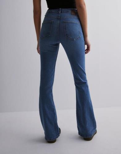 Pieces - Blå - Pcpeggy Flared Hw Jeans Mb Noos Bc