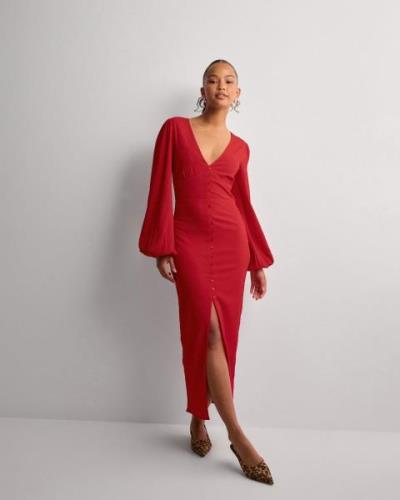 Nelly - Rød - Buttoned Structure Dress