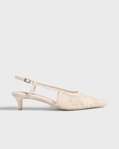 Nelly - Hvit - Lace Low Heel